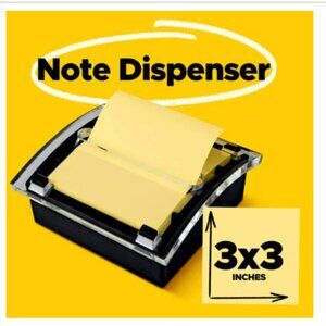 🔖 3M 🔖 Post-it® Note Dispenser, 3 in x 3 in, Black Base Clear Top